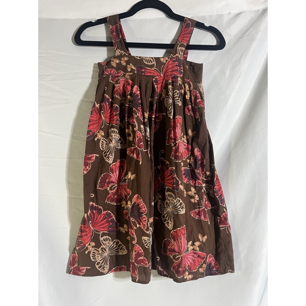 Gap Kids Girls Small 6-7 Brown Butterfly Dress Sleeveless Cotton Earthy Boho